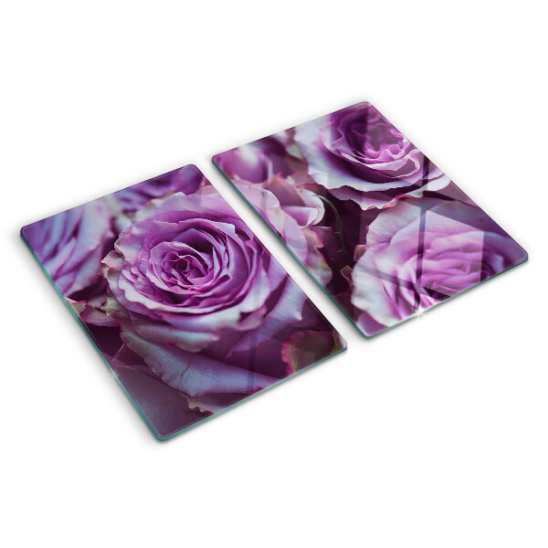 Glazen snijplanken Rozen in paarse tinten