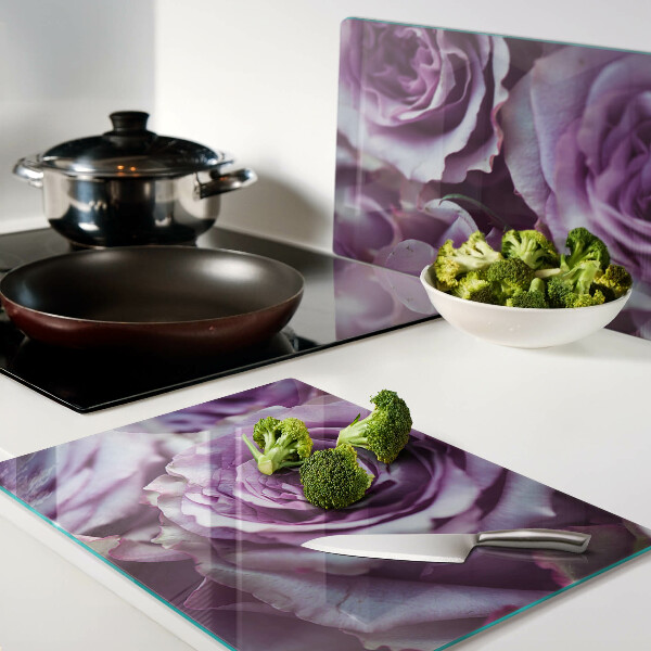 Glazen snijplanken Rozen in paarse tinten