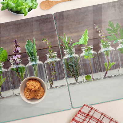 Snijplanken van glas Planten in flessen