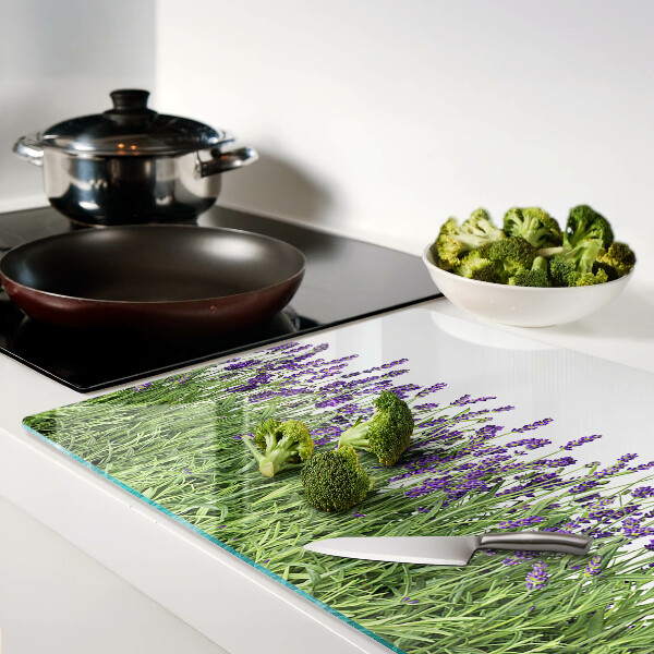 Glazen snijplanken Lavendelveld in de zon