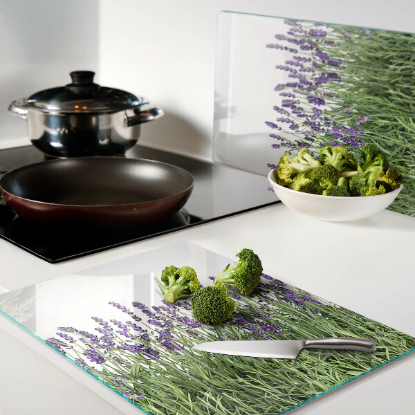 Glazen snijplanken Lavendelveld in de zon