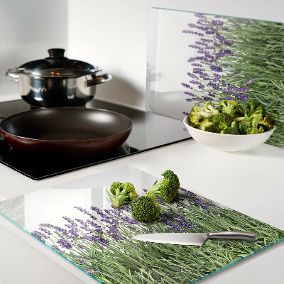 Glazen snijplanken Lavendelveld in de zon