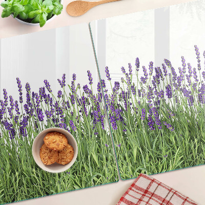 Glazen snijplanken Lavendelveld in de zon