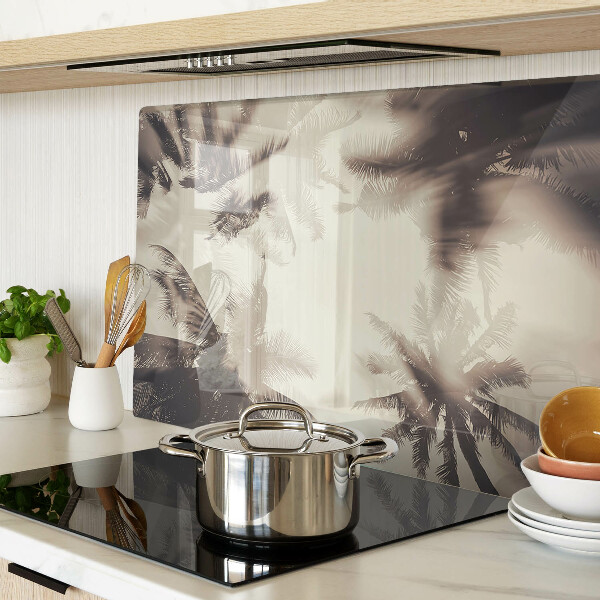 Snijplanken glas Palmbomen op een monochrome achtergrond