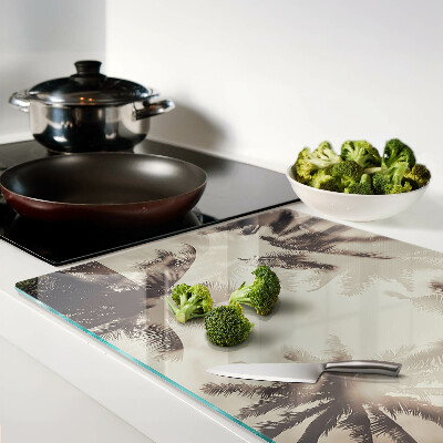 Snijplanken glas Palmbomen op een monochrome achtergrond