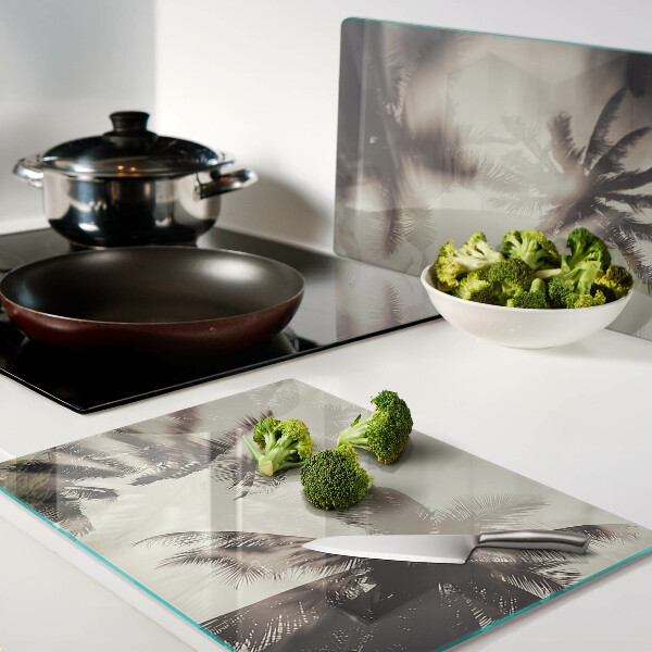 Snijplanken glas Palmbomen op een monochrome achtergrond