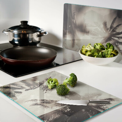 Snijplanken glas Palmbomen op een monochrome achtergrond