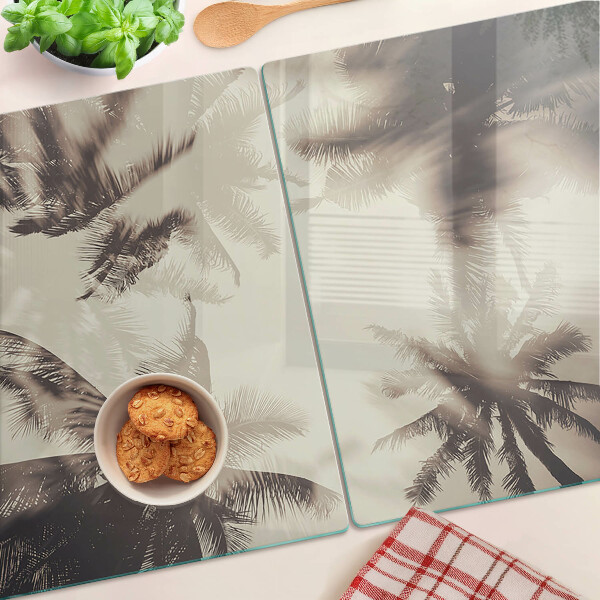 Snijplanken glas Palmbomen op een monochrome achtergrond