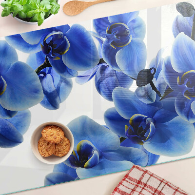 Glazen snijplanken Blauwe orchideeën