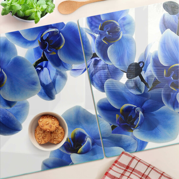 Glazen snijplanken Blauwe orchideeën