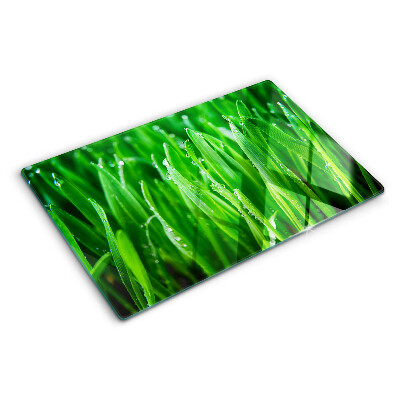 Glazen snijplanken Gras met waterdruppels