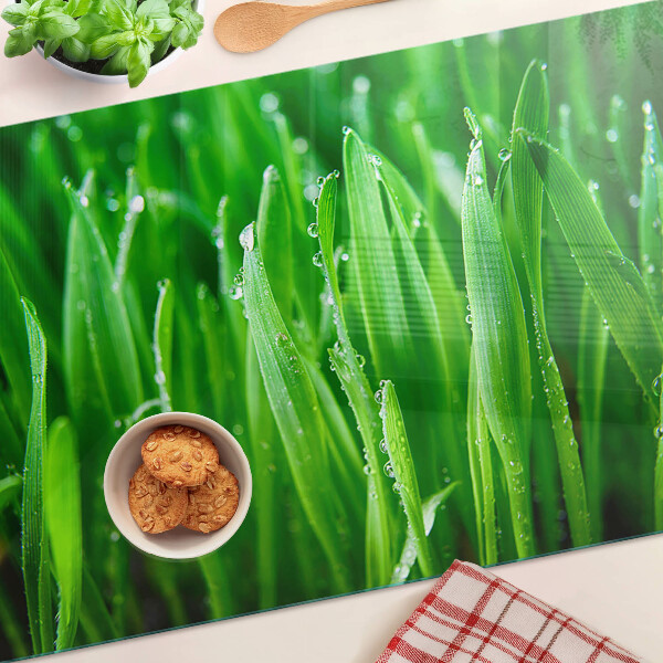 Glazen snijplanken Gras met waterdruppels