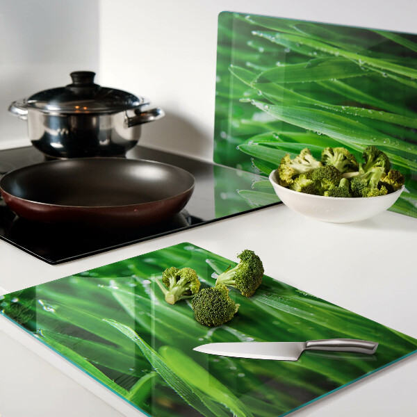 Glazen snijplanken Gras met waterdruppels