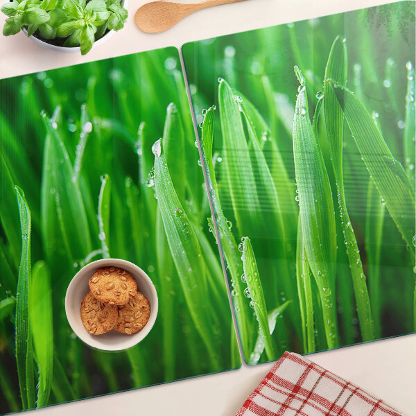 Glazen snijplanken Gras met waterdruppels