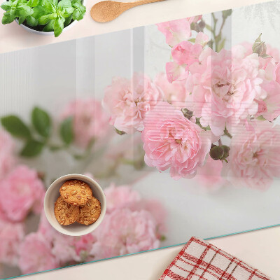 Snijplanken van glas Roze bloemen in een vaas