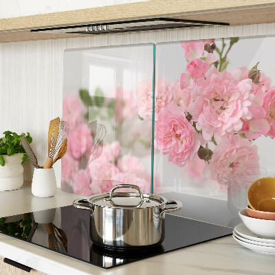 Snijplanken van glas Roze bloemen in een vaas