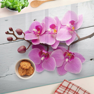Glazen snijplanken Orchideeën op een witte achtergrond