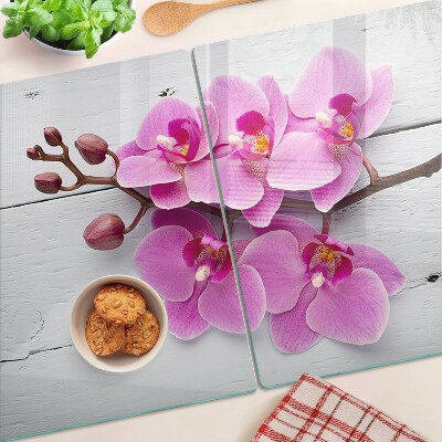 Glazen snijplanken Orchideeën op een witte achtergrond