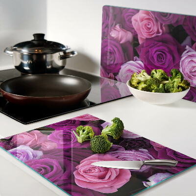 Snijplanken van glas Rozen in verschillende tinten roze