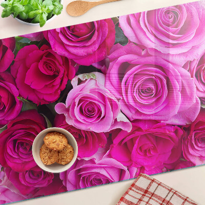 Snijplanken glas Rozen in verschillende tinten roze