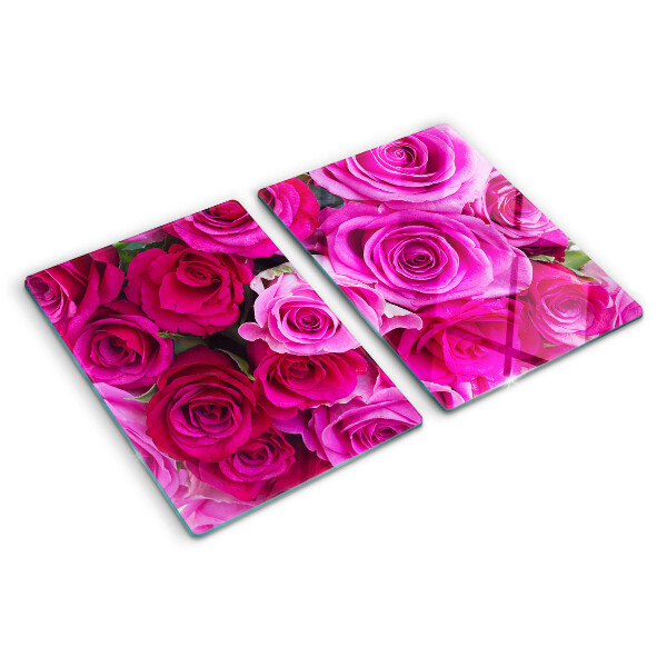 Snijplanken glas Rozen in verschillende tinten roze