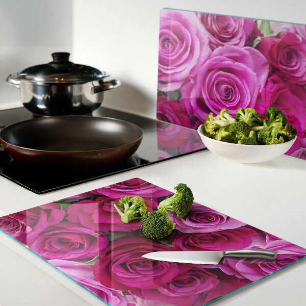 Snijplanken glas Rozen in verschillende tinten roze