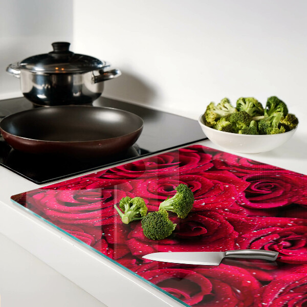 Snijplanken glas Rozen in een intense roze kleur