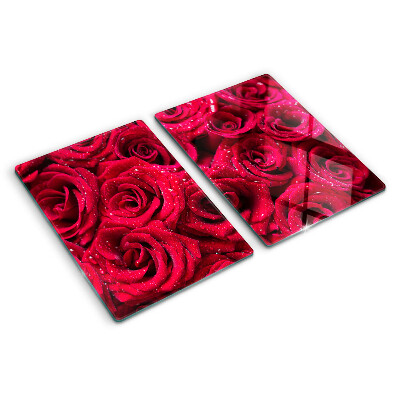 Snijplanken glas Rozen in een intense roze kleur