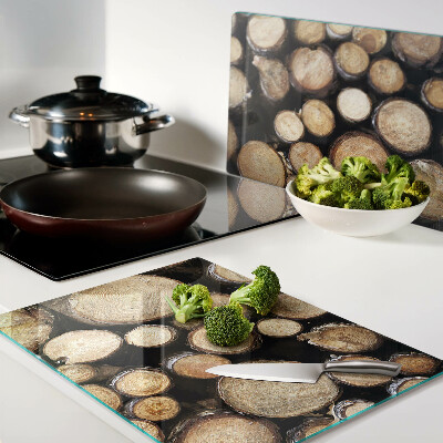 Snijplanken van glas Houtstammen in dwarsdoorsnede