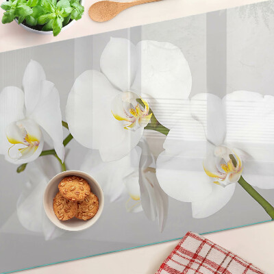 Snijplanken glas Orchideeën op een spiegelende achtergrond