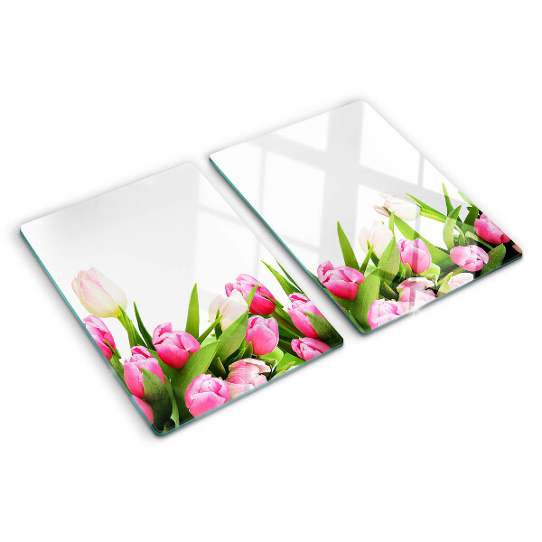 Snijplanken van glas Tulpen in pastelkleuren