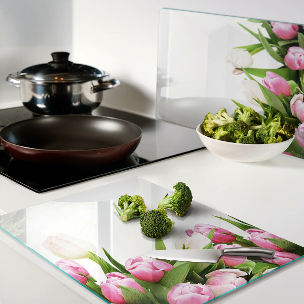 Snijplanken van glas Tulpen in pastelkleuren