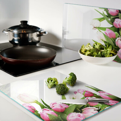 Snijplanken van glas Tulpen in pastelkleuren