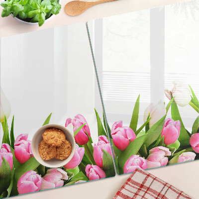 Snijplanken van glas Tulpen in pastelkleuren