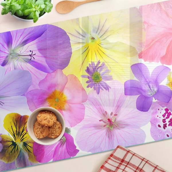 Snijplanken van glas Bloemen in pastelkleuren