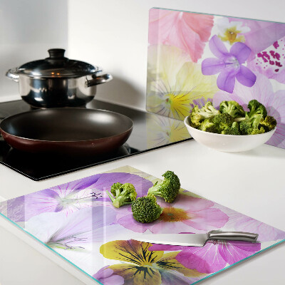 Snijplanken van glas Bloemen in pastelkleuren