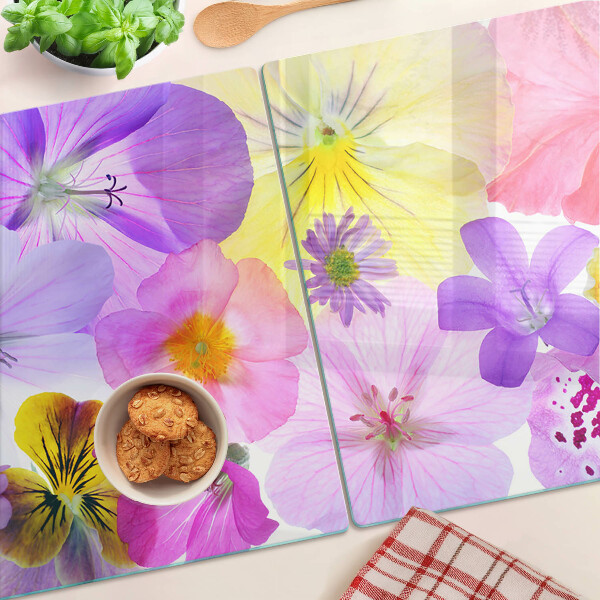 Snijplanken van glas Bloemen in pastelkleuren