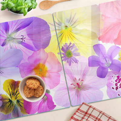 Snijplanken van glas Bloemen in pastelkleuren