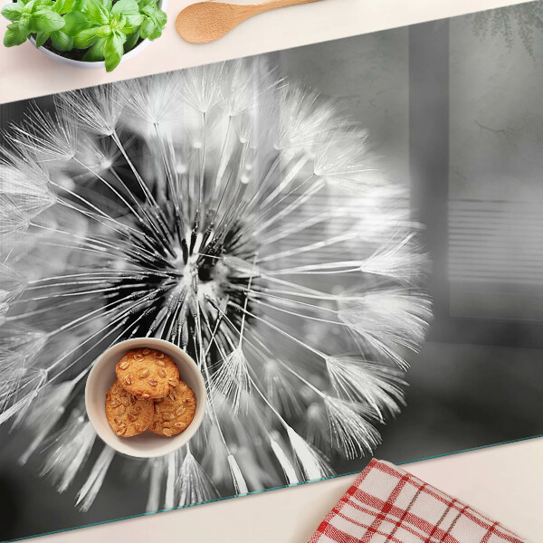 Snijplanken van glas Paardenbloemen in zwart-wit