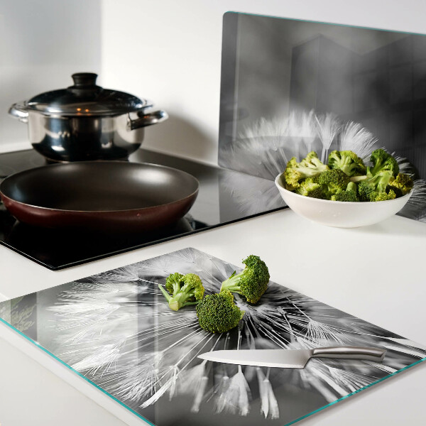 Snijplanken van glas Paardenbloemen in zwart-wit