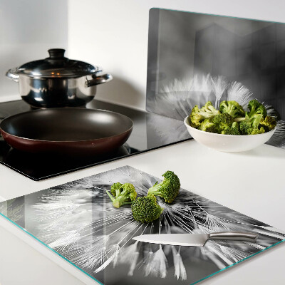 Snijplanken van glas Paardenbloemen in zwart-wit