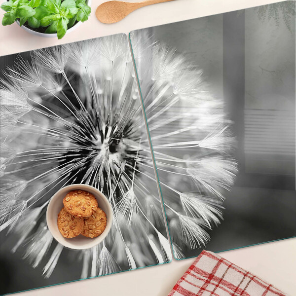 Snijplanken van glas Paardenbloemen in zwart-wit