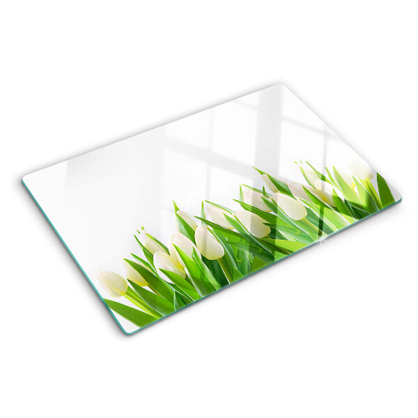 Snijplanken glas Tulpen in het groene gras