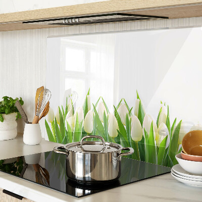 Snijplanken glas Tulpen in het groene gras