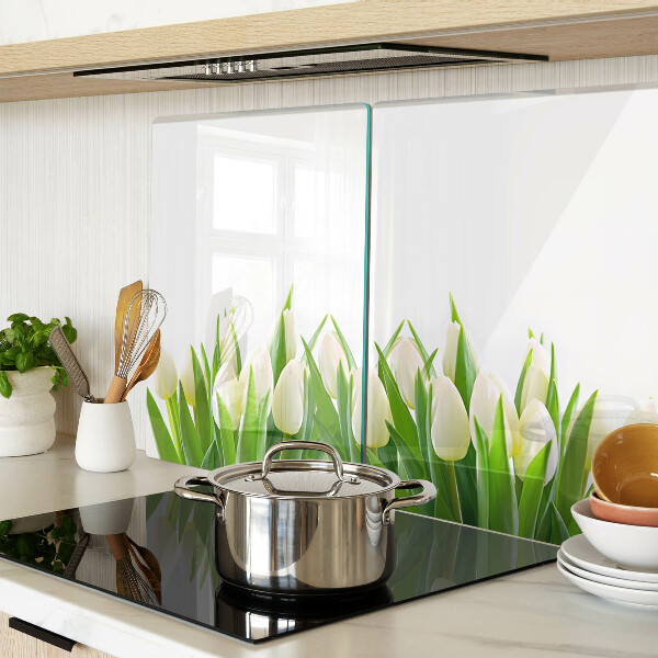 Snijplanken glas Tulpen in het groene gras