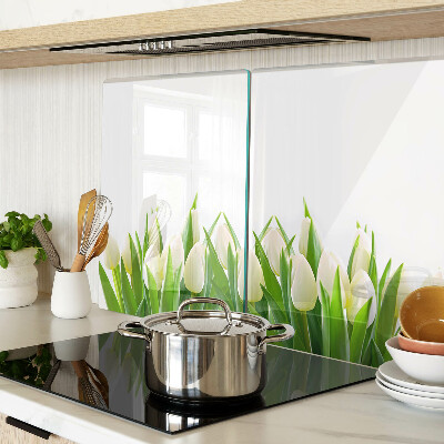 Snijplanken glas Tulpen in het groene gras