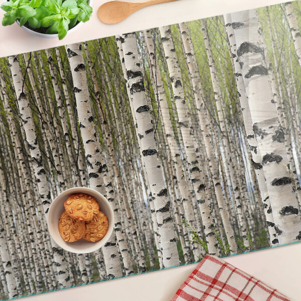 Snijplanken van glas Witte berken in het bos