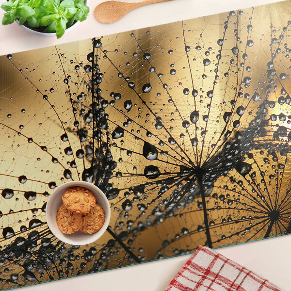 Snijplanken van glas Waterdruppels op de bladeren