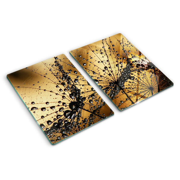 Snijplanken van glas Waterdruppels op de bladeren