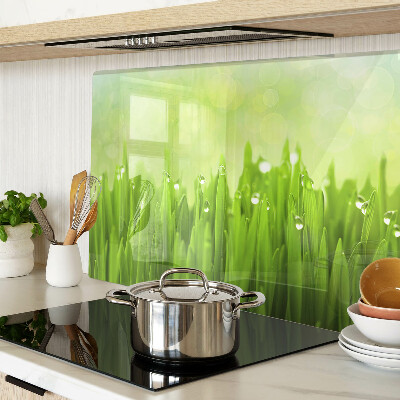 Snijplanken glas Groen gras met waterdruppels